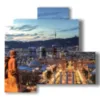 paintings with images barcelona at night - version: 4 pannelli 83x78cm
