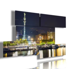 Panoramic illuminated evening view of Barcellona square