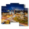 recuadro de fotos centro ciudad de barcelona de noche - version: 5 pannelli 89x77cm