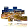 painting with photos barcelona city center at night - version: 8 pannelli 171x100cm