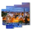 cuadros con mosaico foto barcelona parque gaudi al atardecer - version: 5 pannelli 106x98cm