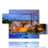 paintings with mosaic photos barcelona gaudi park in the evening - version: 5 pannelli 128x85cm