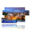 paintings with mosaic photos barcelona gaudi park in the evening - version: 7 pannelli 157x90cm