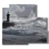 bilder stuermisches meer mit leuchtturm - version: 5 pannelli 102x93cm