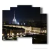 bilder von turin bei nacht - version: 5 pannelli 89x77cm