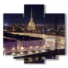 paintings with photos of turin seen from above illuminated at night - version: 5 pannelli 89x85cm