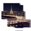 cuadros con fotos de turin vistos desde arriba iluminados de noche - version: 5 pannelli 104x92cm
