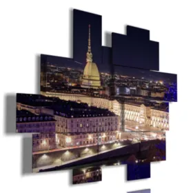 Gemälde mit Fotos von Turin aus der Vogelperspektive