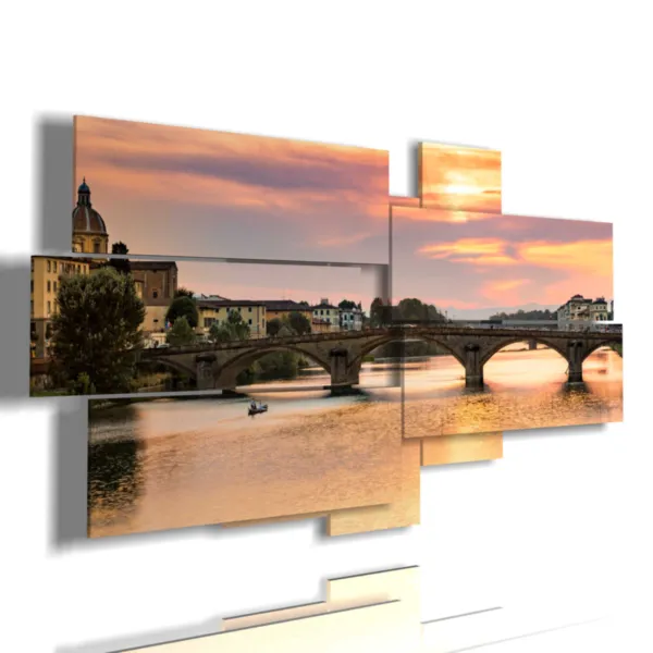Painting with images of Florence and Ponte Vecchio