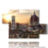 painting with photos of florence at sunset - version: 5 pannelli 128x85cm