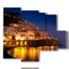 painting with image of italian cities amalfi - version: 5 pannelli 104x90cm