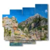 quadro con citta italiane sul mare positano - version: 5 pannelli 106x98cm