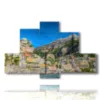 quadro con citta italiane sul mare positano - version: 6 pannelli 135x85cm