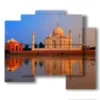 bilder indien taj mahal vom meer bei sonnenuntergang gesehen - version: 5 pannelli 89x77cm