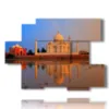 quadri india taj mahal visto dal mare in un tramonto - version: 6 pannelli 129x94cm