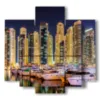 tableau avec photos de dubai la nuit - version: 5 pannelli 89x85cm