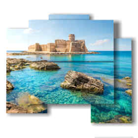 painting with city photos Italy Calabria - Le Castella