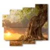 tree painting at sunset - version: 5 pannelli 106x98cm