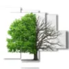 tableaux arbres stylises sans demi saisons - version: 5 pannelli 104x90cm