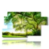 tableaux aux arbres modernes aux feuillages verts ensoleilles - version: 7 pannelli 157x90cm