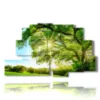 paintings with modern trees with sun kissed green foliage - version: 9 pannelli 173x103cm