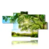 paintings with modern trees with sun kissed green foliage - version: 7 pannelli 180x106cm