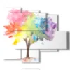 tableau d imprimes d arbres celebres vaporises de couleurs - version: 5 pannelli 104x90cm