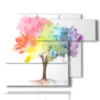 painting with prints of famous trees vaporized with colors - version: 6 pannelli 122x96cm