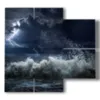 paintings of a stormy sea in the magical night - version: 4 pannelli 91x85cm
