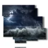 paintings of a stormy sea in the magical night - version: 6 pannelli 113x99cm