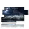 paintings of a stormy sea in the magical night - version: 7 pannelli 157x90cm