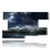 paintings of a stormy sea in the magical night - version: 9 pannelli 177x101cm
