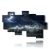 paintings of a stormy sea in the magical night - version: 10 pannelli 186x115cm