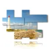 paintings with sea and lighthouse in a spectacular day - version: 7 pannelli 173x114cm