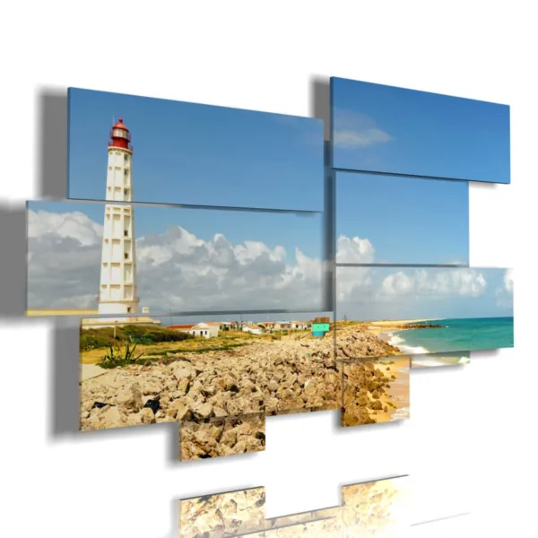 tableaux avec mer et phare par une journée spectaculaire