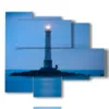 quadro torre faro con luce di notte - version: 5 pannelli 104x90cm