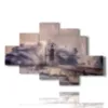 painting lighthouse in spectacular storm - version: 6 pannelli 146x94cm