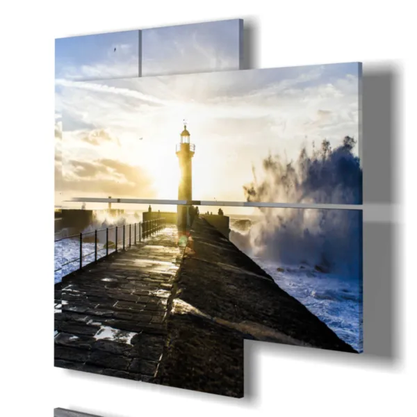 stampe di fari sul mare