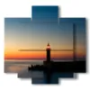 bild leuchtturm im meer mit flachem meer bei sonnenuntergang - version: 5 pannelli 89x85cm