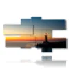 bild leuchtturm im meer mit flachem meer bei sonnenuntergang - version: 7 pannelli 177x102cm