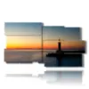 tableau phare dans la mer avec mer plate au coucher du soleil - version: 10 pannelli 183x100cm