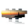 painting lighthouse in the sea with flat sea at sunset - version: 11 pannelli 232x98cm
