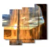 animated painting waterfalls at sunset in iceland - version: 5 pannelli 106x98cm