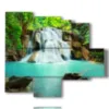 painting waterfalls in the lake - version: 5 pannelli 104x90cm