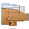 paintings sand movement with footprints by the sea - version: 5 pannelli 104x90cm