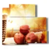 painting with autumn image apples and leaves - version: 5 pannelli 102x93cm