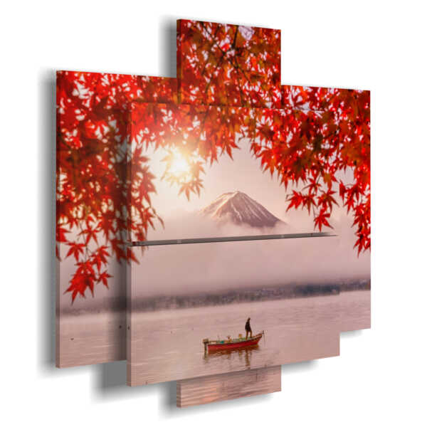 tableau avec photos en automne au bord du lac