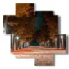 quadro con immagine di autunno di sera - version: 4 pannelli 97x97cm
