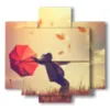 painting with funny autumn photos - version: 5 pannelli 89x85cm