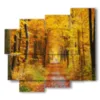 painting with photos of the autumn forest - version: 5 pannelli 106x98cm